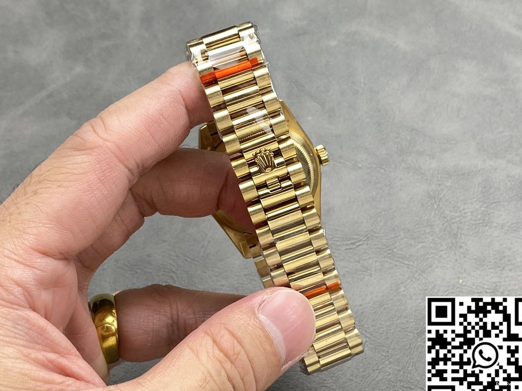 Yellow Gold Rolex M128238-0130 QF Green 36mm Day Date Tungsten Steel Factory Dial v5 0509
